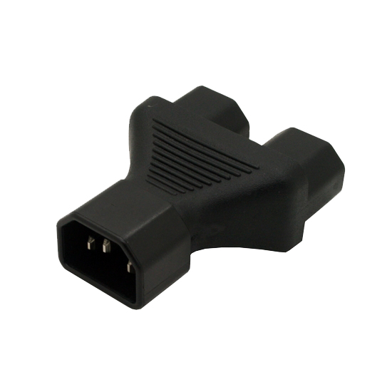C14 Plug to 2x C13 Connector Molded Adapter